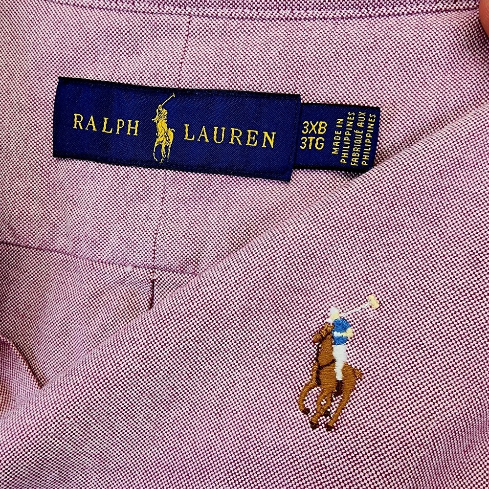 Ralph Lauren Men's 3XB‎ BIG Oxford Pink Short Sleeve Button Down Shirt